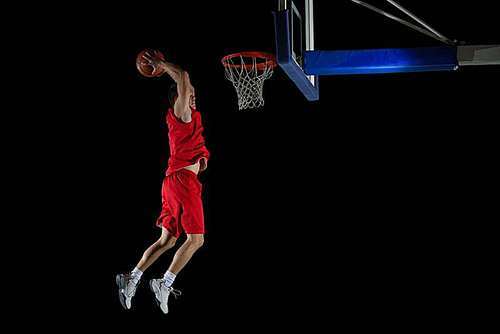 basketball game sport player in action isolated on black background