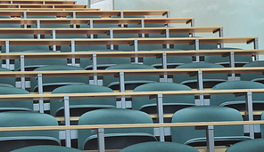 university classroom chairs in row