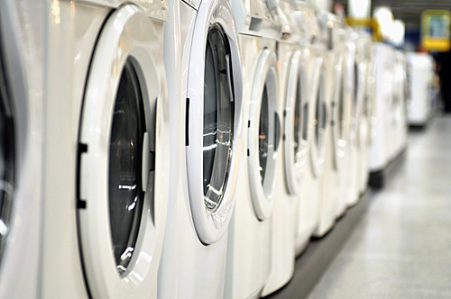 new wash machines in row at supermarket