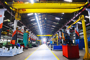 industry factory iron works steel and machine parts modern indoor hall for assambly
