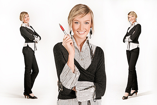 Three young happy businesswoman|different poses