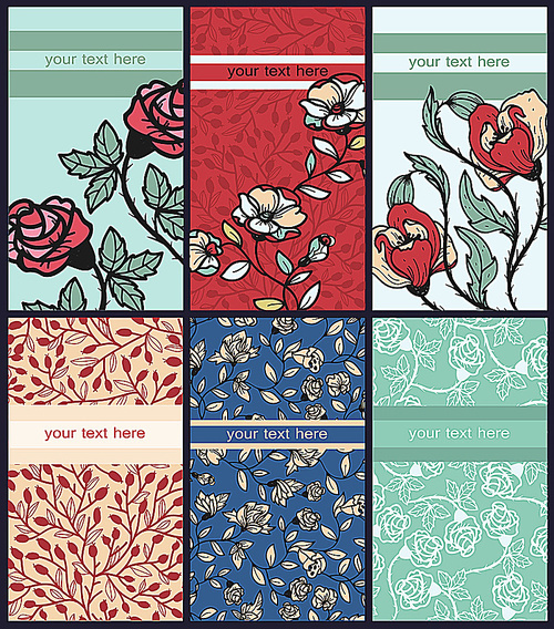 vector collection of floral cards