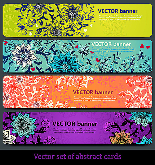 vector colorful set of floral banners