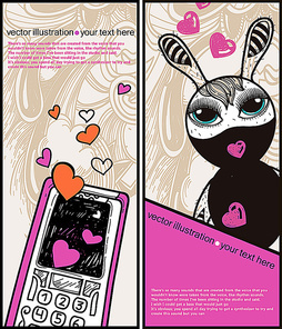 Vector advert with rabit and phone