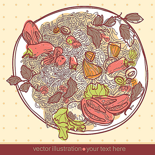 Vector illustration of a plate of pasta