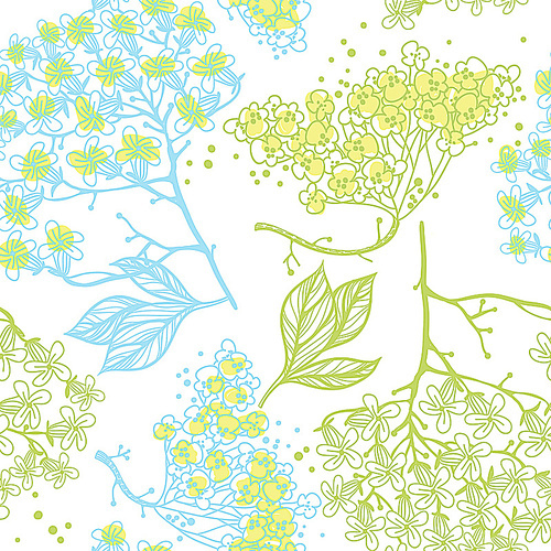 vector seamless floral  pattern with blooming plants