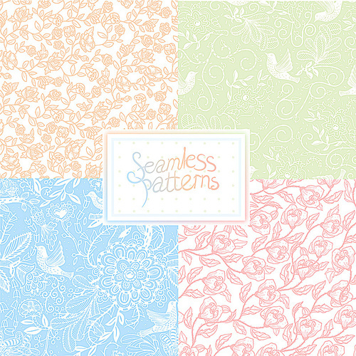 vector set of floral  seamless patterns