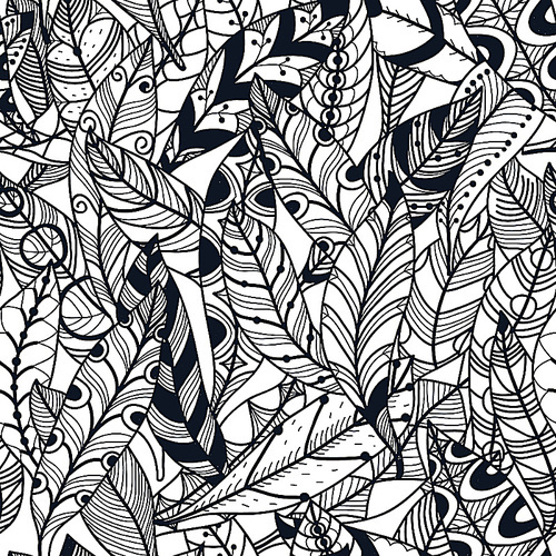 vector seamless pattern with motley feathers