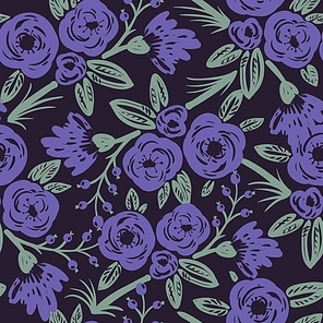 vector floral seamless pattern with abstract violet roses