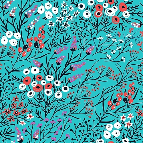 vector floral seamless pattern with bright  blooms