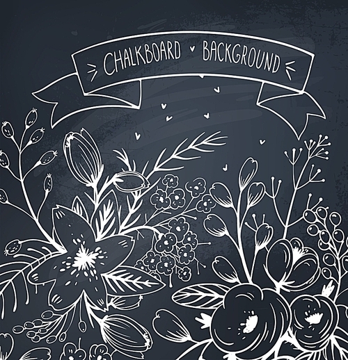 chalkboard vector floral  background