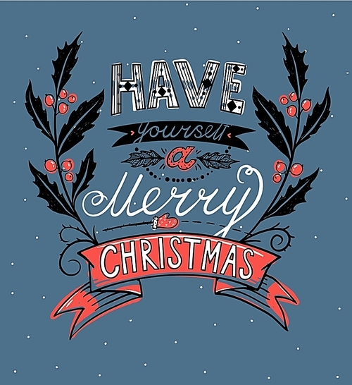 vector Christmas card with vintage lettering