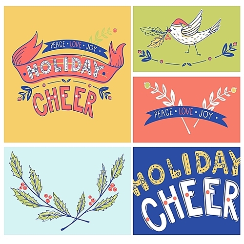 vector set of Christmas and New Year cards and backgrounds