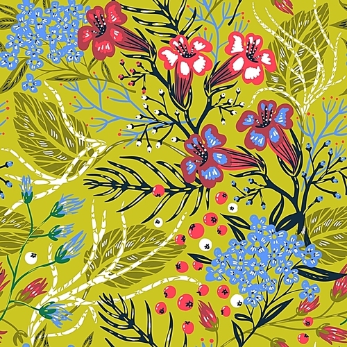 vector floral seamless pattern with colorful exotic flowers