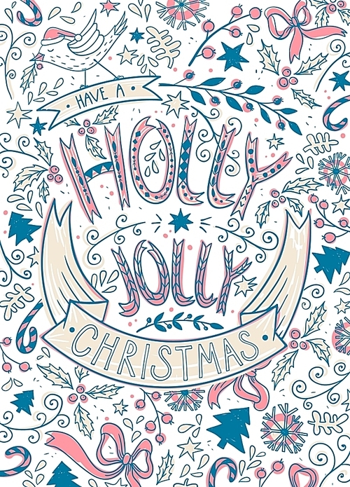 Vector Christmas illustration with holiday items in a vintage style