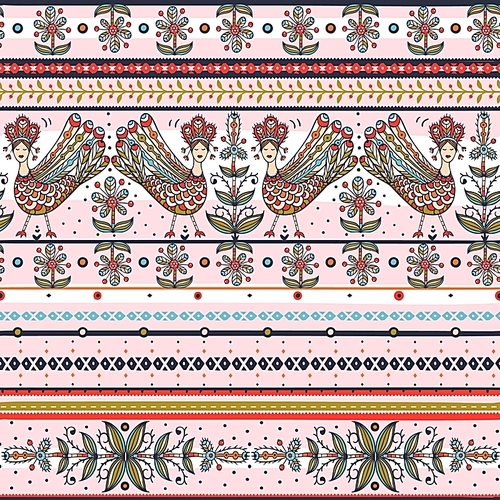 vector  seamless pattern with folk elements