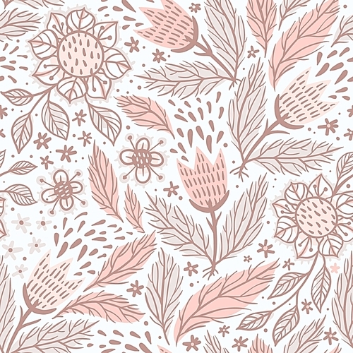 vector floral seamless pattern with abstract tulips