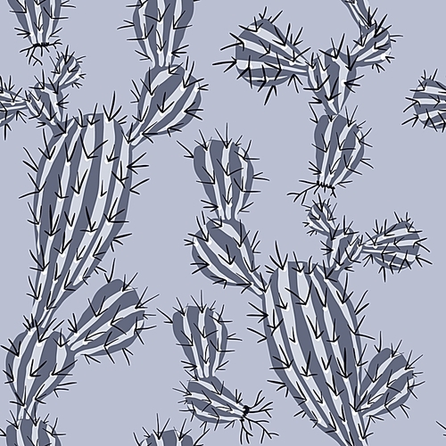 vector floral seamless pattern with abstract cactuses