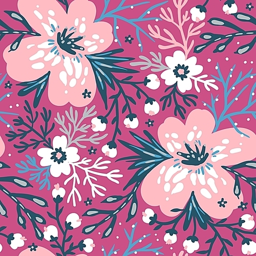 vector floral seamless pattern with blooming rose flowers