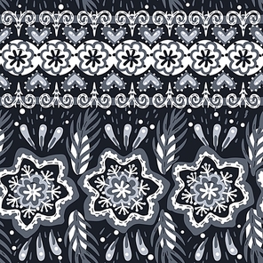 vector  seamless pattern with abstract folk floral elements