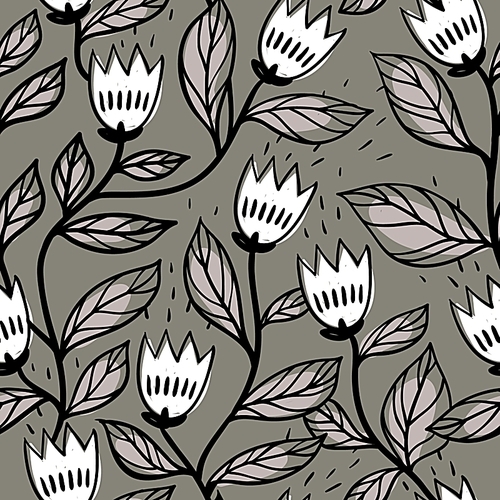 vector floral seamless pattern with abstract tulips