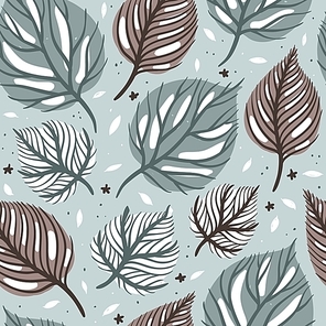 vector floral seamless pattern with decorative leaves