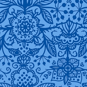 vector floral seamless pattern with folk elements