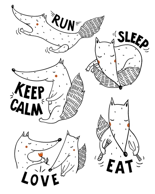 vector set of comic funny foxes