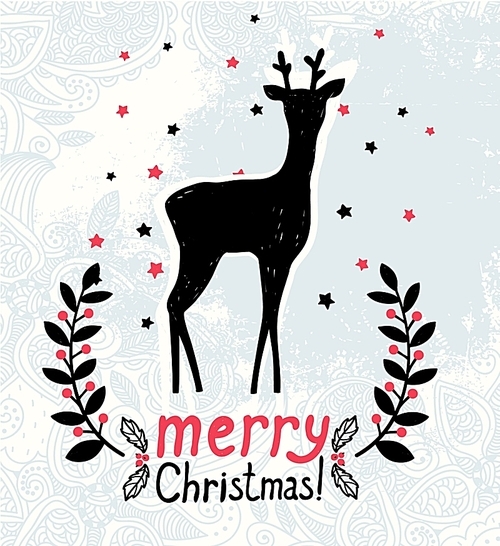 Christmas vector illustration of an abstract vintage deer