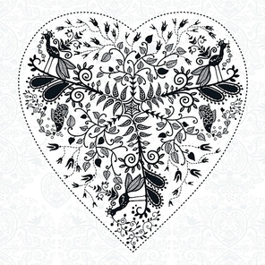 vector illustration of a floral heart