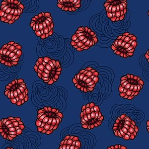 vector seamless pattern with bright raspberries