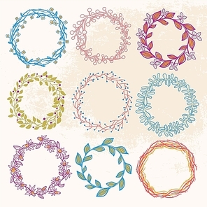 vector set of hand drawn floral wreaths