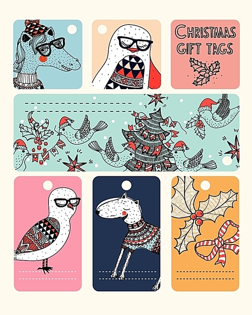 Christmas set of vector gift tags