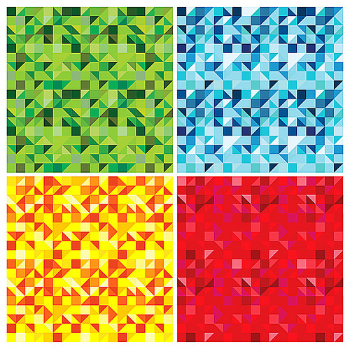 set of triangle abstract seamless patterns - vector illustration