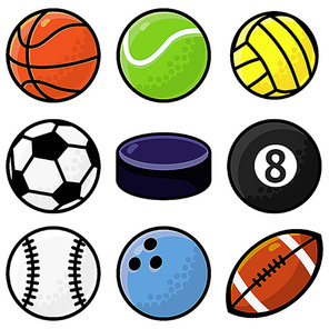 Vector set with sport balls - cartoon illustration