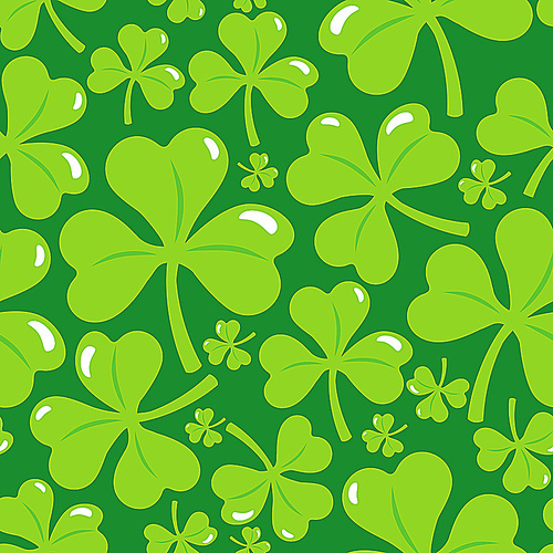 Vector seamless pattern with clover leaf - abstract background