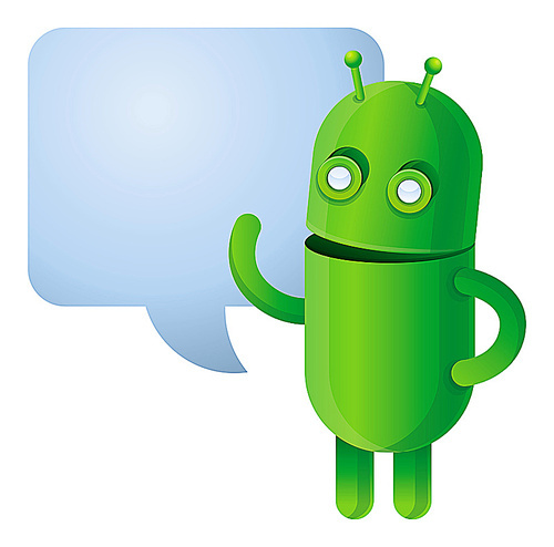 Funny green robot - vector illustration with copy space for text