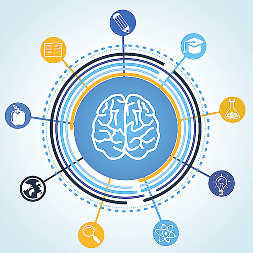 Vector education concept - brain and science icons