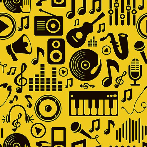 Vector music seamless pattern with icons