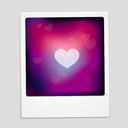 Vector heart sign on polaroid frame