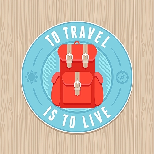 VEctor vintage badge with quote and flat icon - travel label