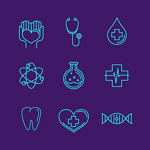 Vector outline logos and icons - healthcare and medicine - emblems for medical industry