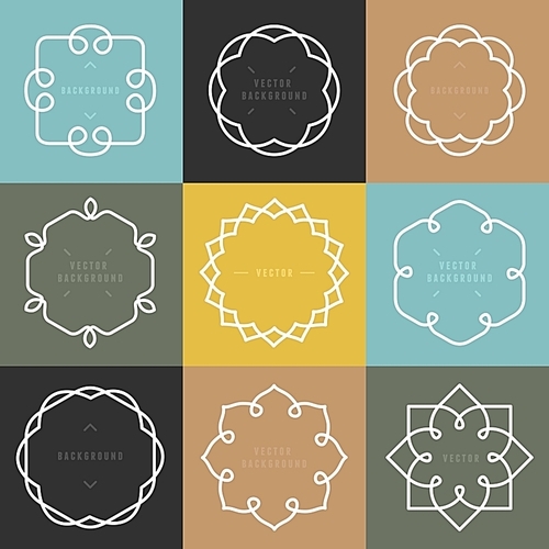 Vector set of outline emblems and badges - abstract hipster logo templates