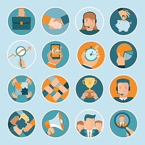 Vector business concepts in flat style - bright illustrations on round backgrounds
