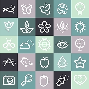 Vector set of design elements and symbols - ecology and nature related icons and emblems