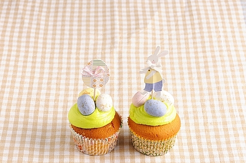 Easter homemade cupcakes on table