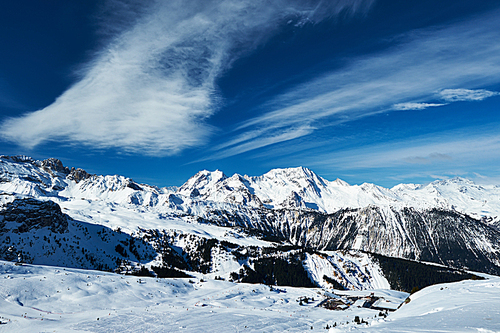 Mountains with snow in winter|Meribel|Alps|France