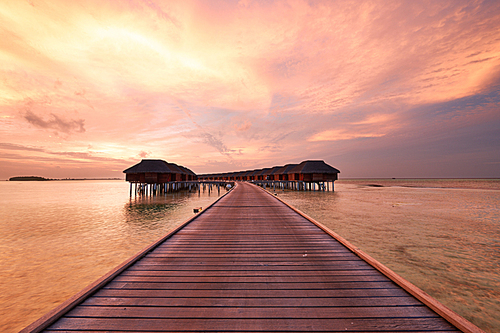 Beautiful sunset at Maldivian beach