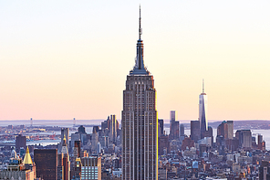 Cityscape view of Manhattan with Empire State Building|New York City|USA at sunset