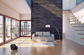 Beautiful modern living room interior (cg illustration)